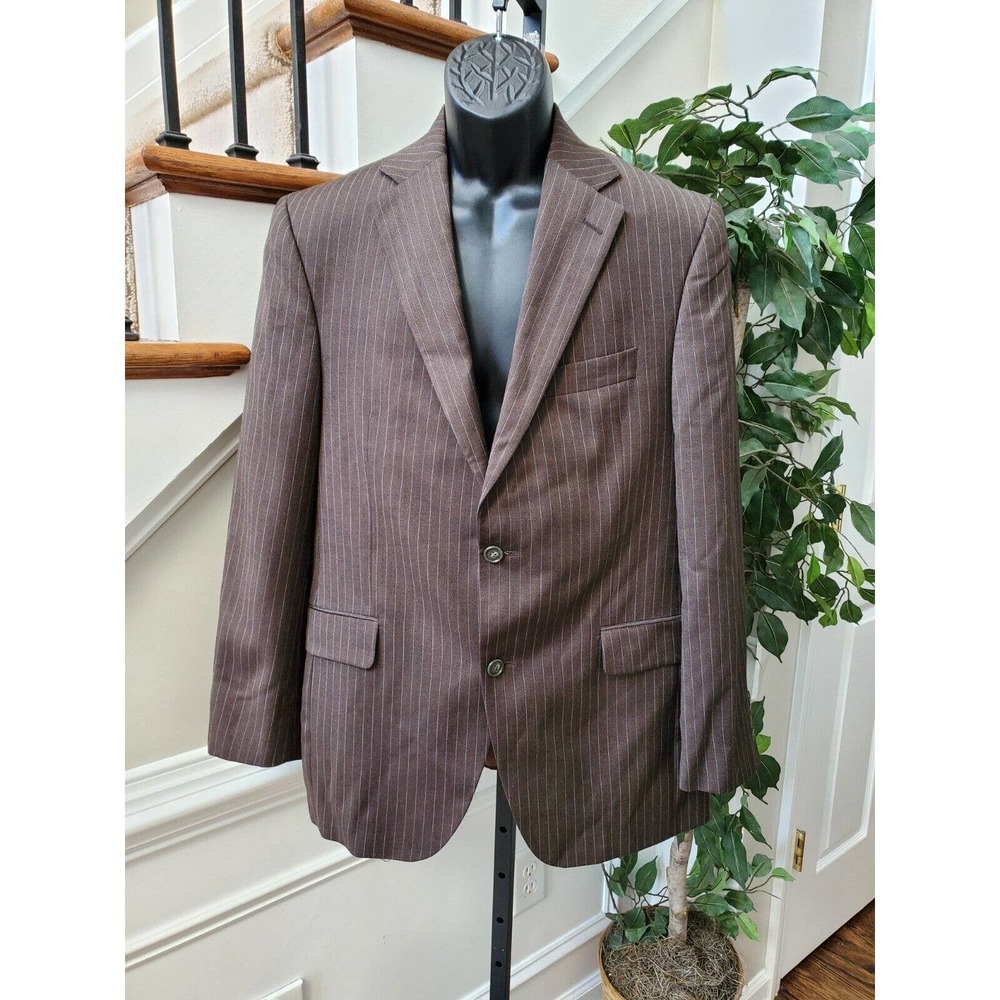 Jack Victor Men's Brown 100% Wool Single Breasted Two Buttons Fitted Blazer 40 R